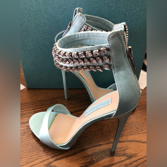Betsey Johnson Shoes - NWT  Blue by BETSEY JOHNSON SB-MARRY Blue Satin Rhinestone Heels Shoes 6 1/2